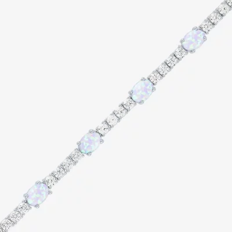 Gemstone Pure Silver Over Brass Tennis Bracelet