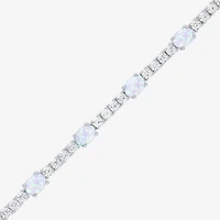 Gemstone Pure Silver Over Brass Tennis Bracelet