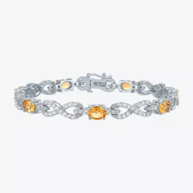 Gemstone Sterling Silver Infinity 7.5 Inch Tennis Bracelet