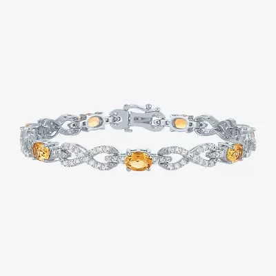 Gemstone Sterling Silver Infinity 7.5 Inch Tennis Bracelet