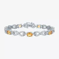 Gemstone Sterling Silver Infinity 7.5 Inch Tennis Bracelet