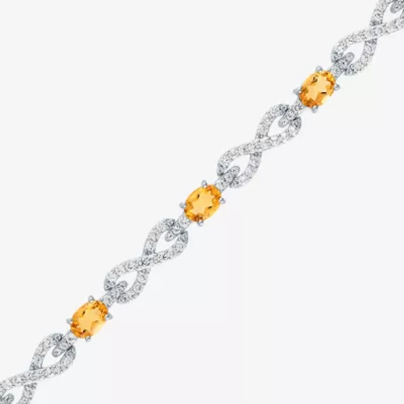 Gemstone Sterling Silver Infinity 7.5 Inch Tennis Bracelet