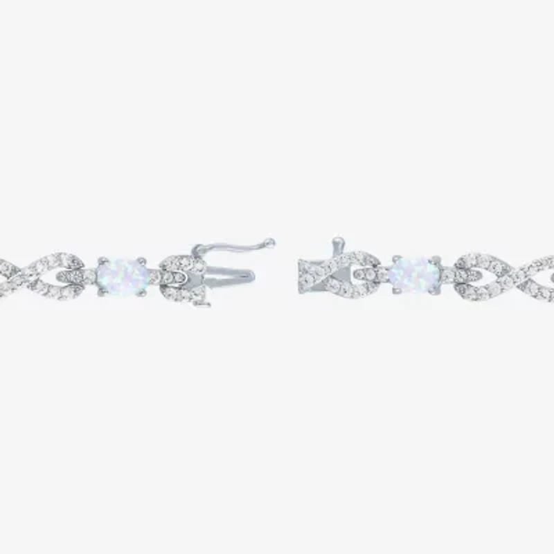 Gemstone Sterling Silver Infinity 7.5 Inch Tennis Bracelet