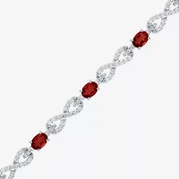 Womens Genuine Red Garnet Sterling Silver 7.5 Inch Tennis Bracelet
