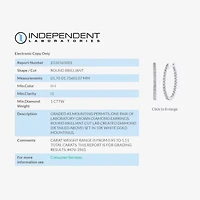 (H-I / I1) 1 CT. T.W. Lab Grown Diamond 10K or 14K White Yellow Gold 25mm Hoop Earrings