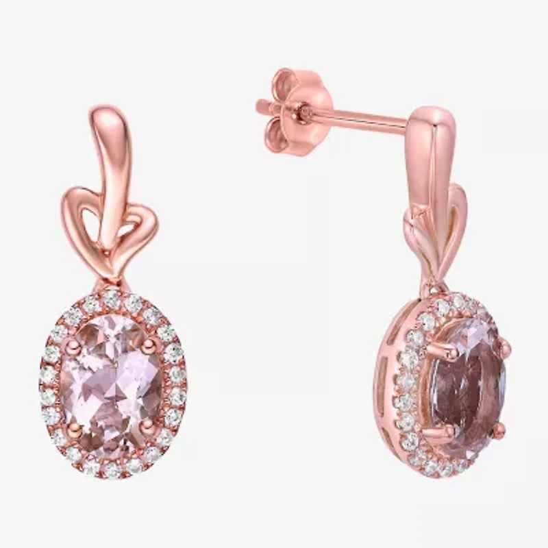 Gemstone 10K Gold Oval Drop Earrings