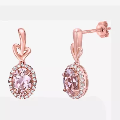 Gemstone 10K Gold Oval Drop Earrings