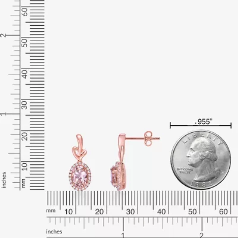 Gemstone 10K Gold Oval Drop Earrings