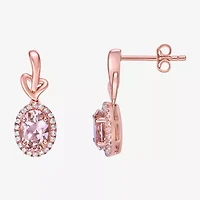 Gemstone 10K Gold Oval Drop Earrings