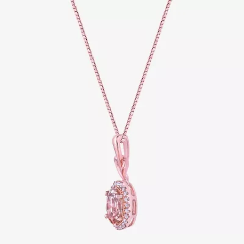 Gemstone 10K Gold Oval Pendant Necklace