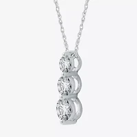 Yes Womens Lab Created White Sapphire Sterling Silver 18 Inch Pendant Necklace