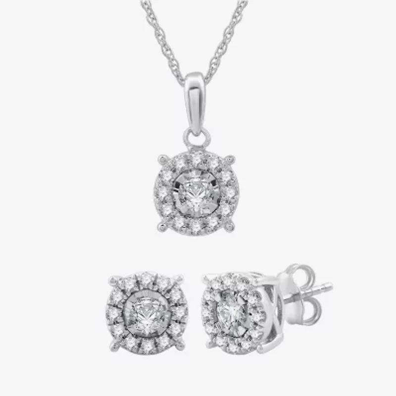 Diamond Blossom Womens 1 CT. T.W. Lab Grown White Diamond Sterling Silver Round 2-pc. Jewelry Set