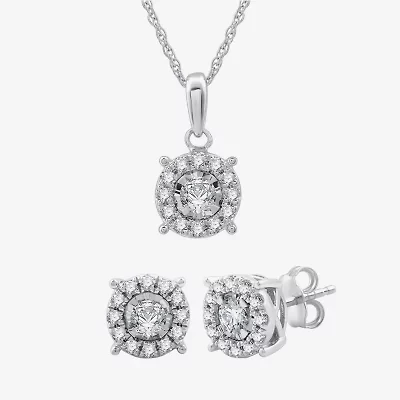 Diamond Blossom Womens 1 CT. T.W. Lab Grown White Diamond Sterling Silver Round 2-pc. Jewelry Set