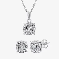 Diamond Blossom Womens 1 CT. T.W. Lab Grown White Diamond Sterling Silver Round 2-pc. Jewelry Set