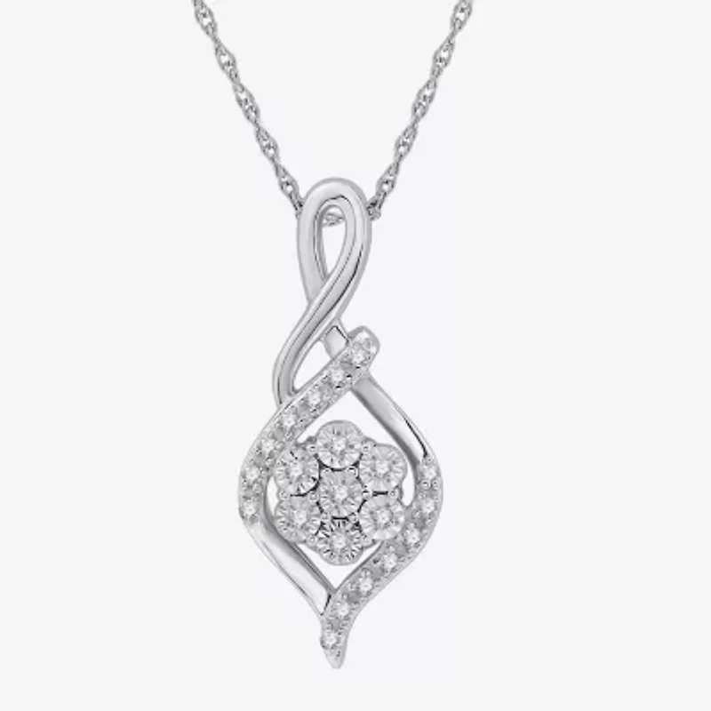 Diamond Blossom Womens 1/10 CT. T.W. Lab Grown White Diamond Sterling Silver 18 Inch Pendant Necklace