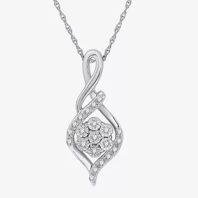 Diamond Blossom Womens 1/10 CT. T.W. Lab Grown White Diamond Sterling Silver 18 Inch Pendant Necklace