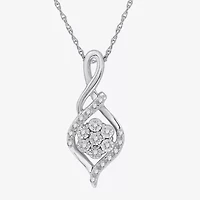Diamond Blossom Womens 1/10 CT. T.W. Lab Grown White Diamond Sterling Silver 18 Inch Pendant Necklace