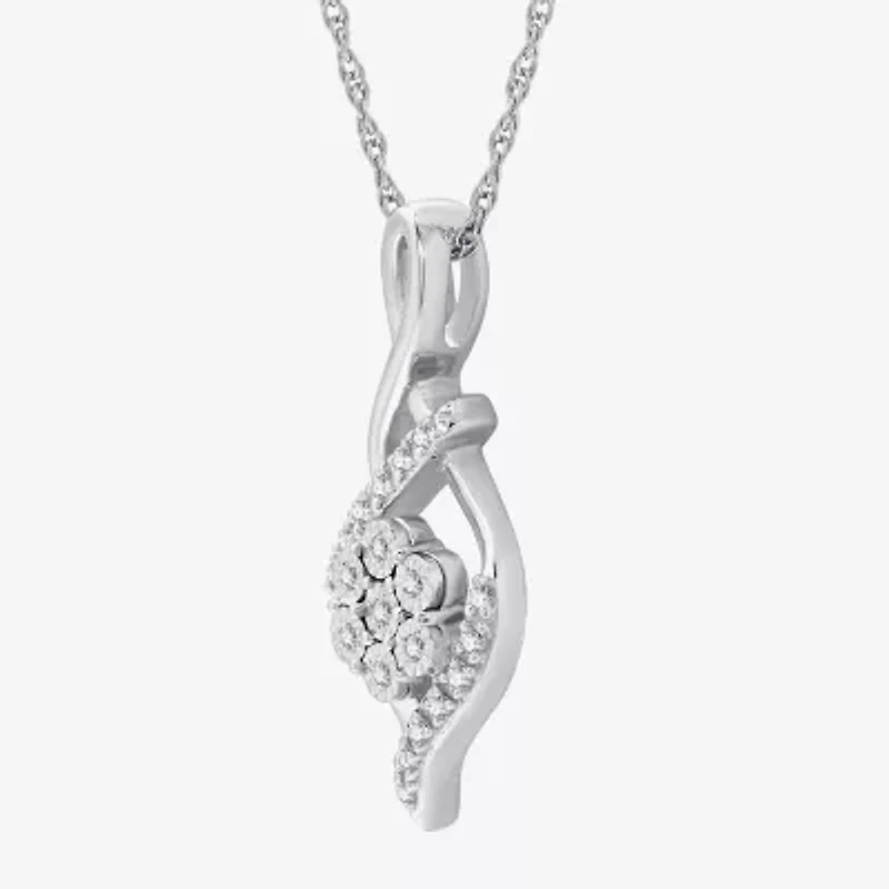 Diamond Blossom Womens 1/10 CT. T.W. Lab Grown White Diamond Sterling Silver 18 Inch Pendant Necklace