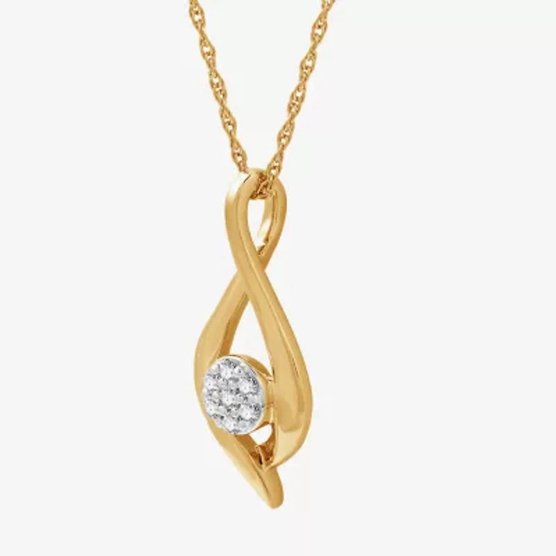 Diamond Blossom Womens 1/10 CT. T.W. Lab Grown White Diamond 14K Gold Over Silver Sterling Silver 18 Inch Pendant Necklace