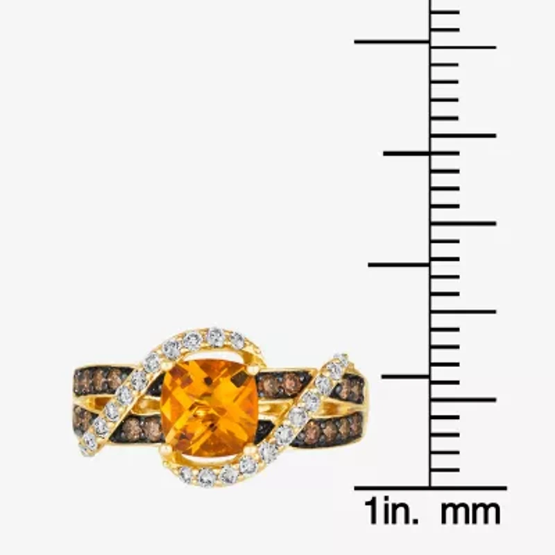 Le Vian® Ring featuring 1 CT. Cinnamon Citrine® 1/3 Nude Diamonds™ Chocolate Diamonds® set 14K Honey Gold™