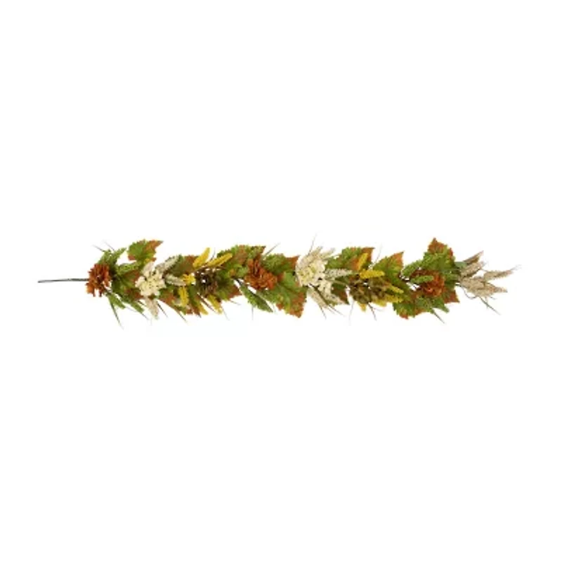 Northlight Flowers With Wheat Unlit Christmas Indoor Garland