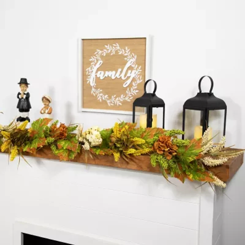 Northlight Flowers With Wheat Unlit Christmas Indoor Garland