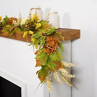 Northlight Flowers With Wheat Unlit Christmas Indoor Garland