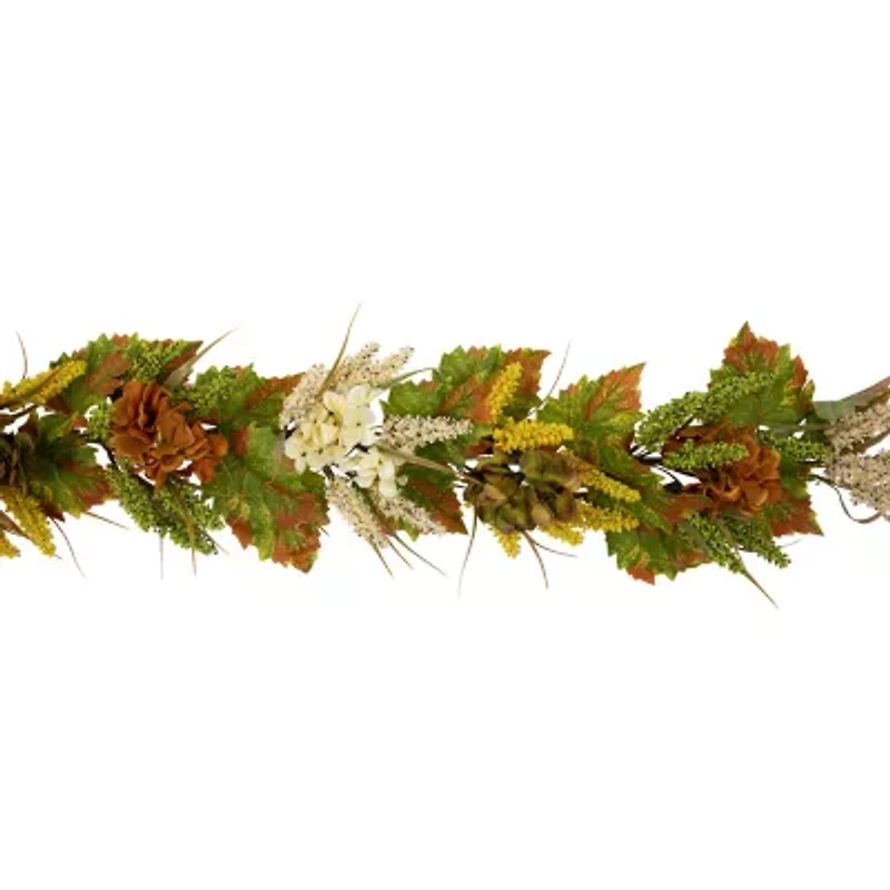 Northlight Flowers With Wheat Unlit Christmas Indoor Garland
