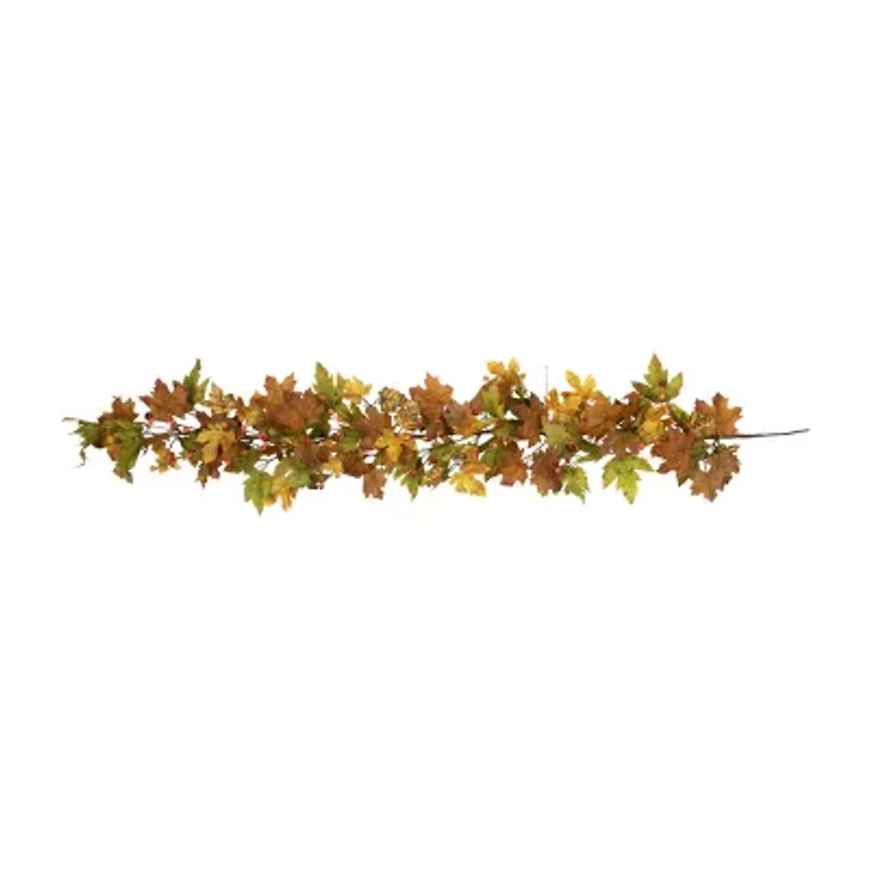 Northlight 5ft X 8in Maple Leaf And Berry Unlit Thanksgiving Indoor Garland