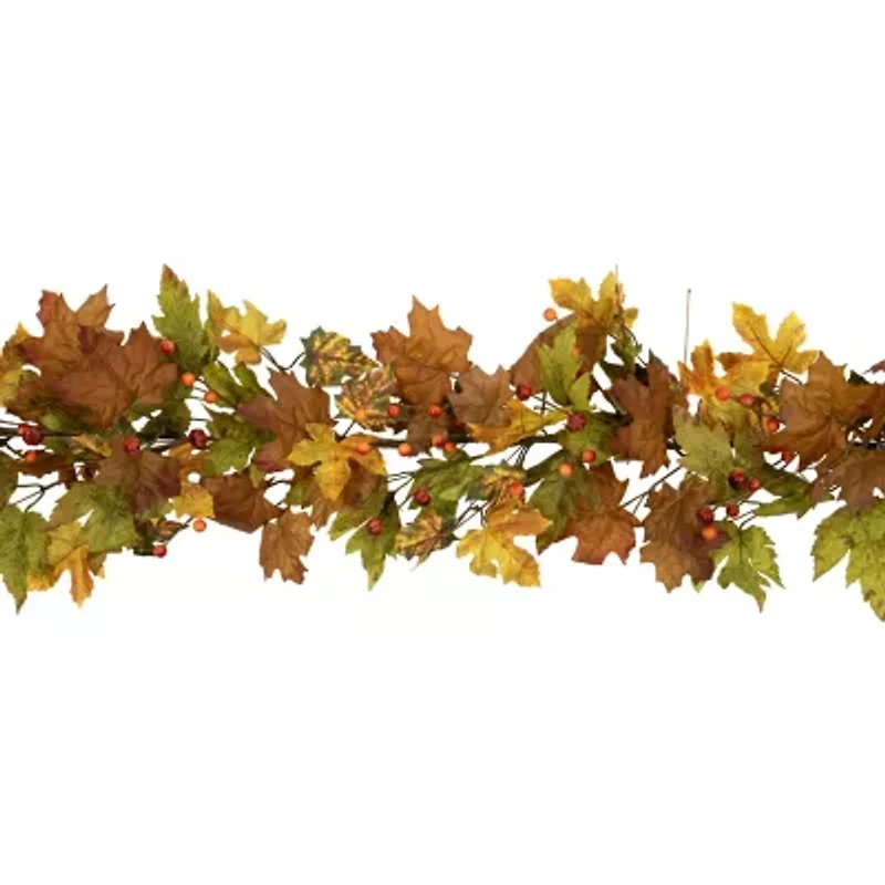 Northlight 5ft X 8in Maple Leaf And Berry Unlit Thanksgiving Indoor Garland