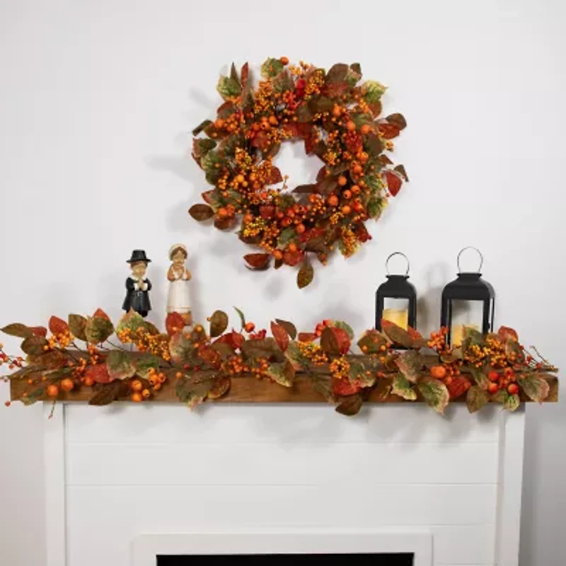 Northlight 5ft X 10in Pumpkin And Berry Unlit Thanksgiving Indoor Garland