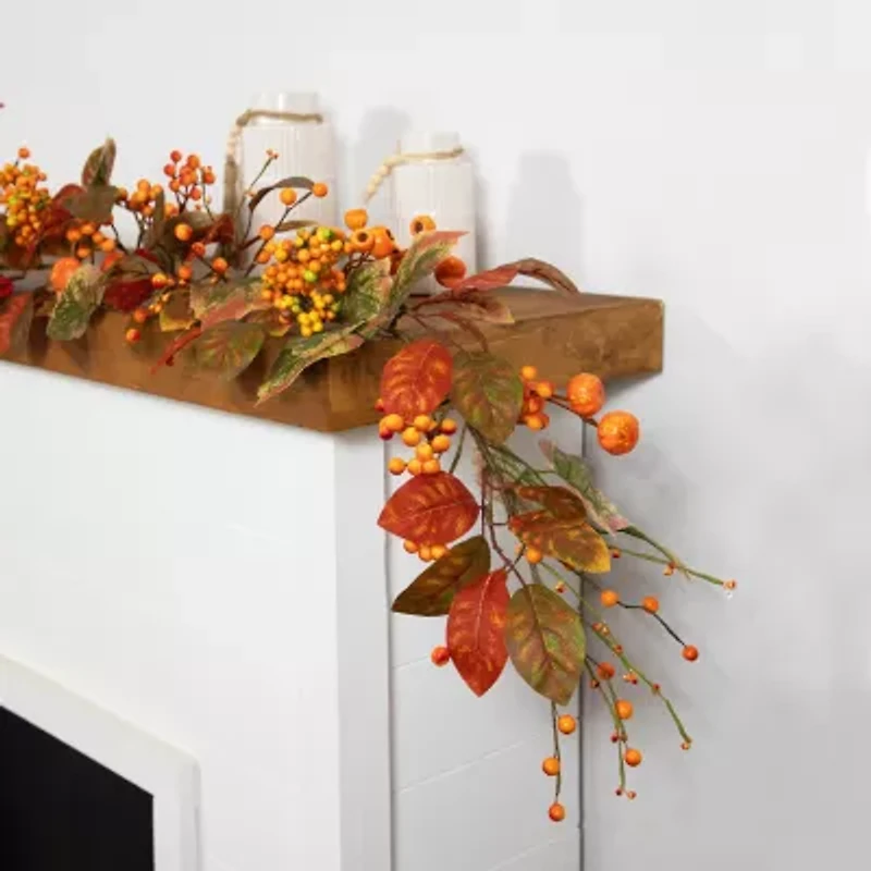 Northlight 5ft X 10in Pumpkin And Berry Unlit Thanksgiving Indoor Garland