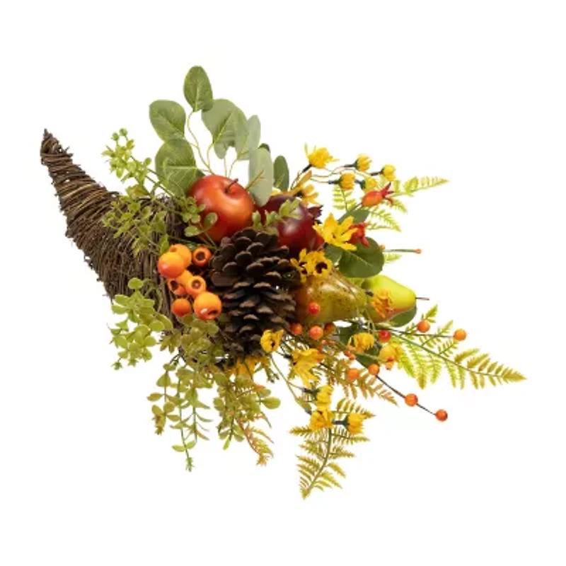 Northlight 20in Apples And Pears Cornucopia Thanksgiving Tabletop Decor