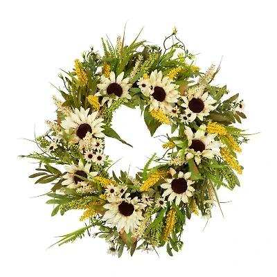 Northlight 24in Beige Sunflowers Wreath
