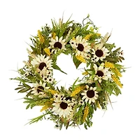Northlight 24in Beige Sunflowers Wreath