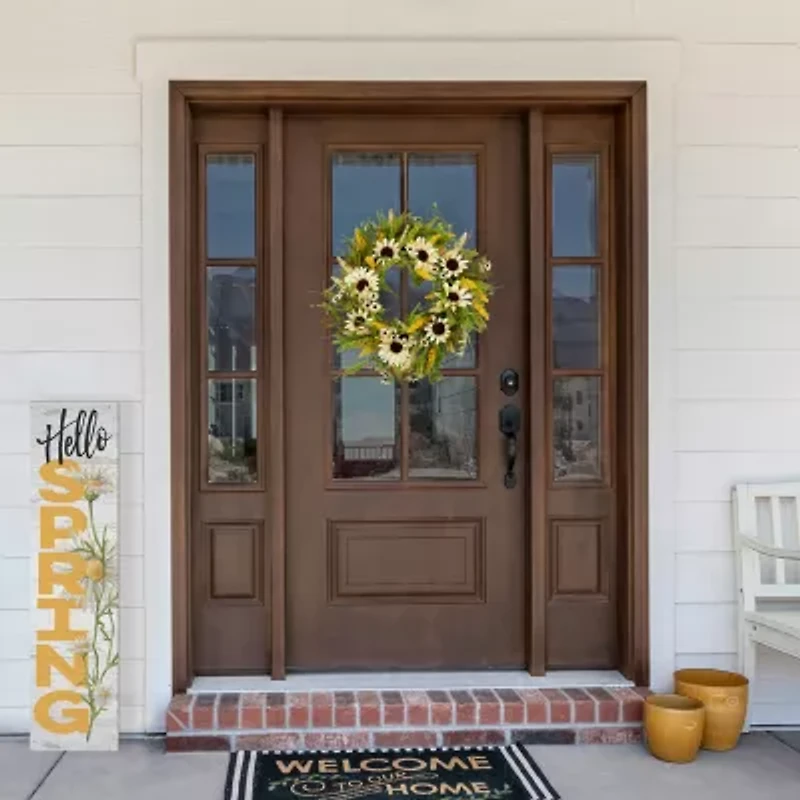 Northlight 24in Beige Sunflowers Wreath