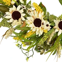 Northlight 24in Beige Sunflowers Wreath
