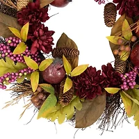 Northlight Mums And Pomegranates Twig Wreath