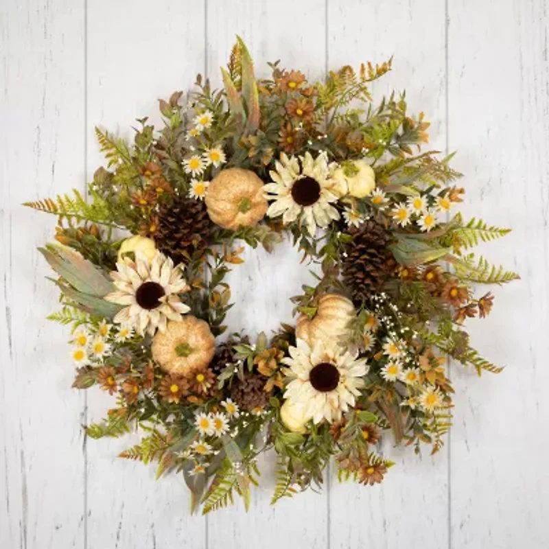 Northlight 28in Sunflower And Pumpkin Unlit Wreath
