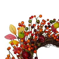 Northlight 18in Berry And Apple Foliage Twig Unlit Wreath