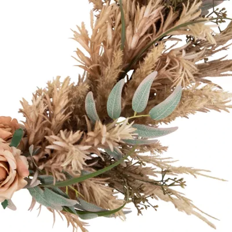 Northlight 24in Pale Rose And Thistle Unlit Wreath