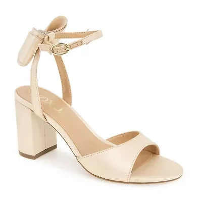 Xoxo Peyton Womens Round Open Toe Block Heel Pumps