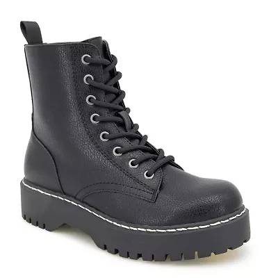 Unionbay Womens Hayden Flat Heel Combat Boots