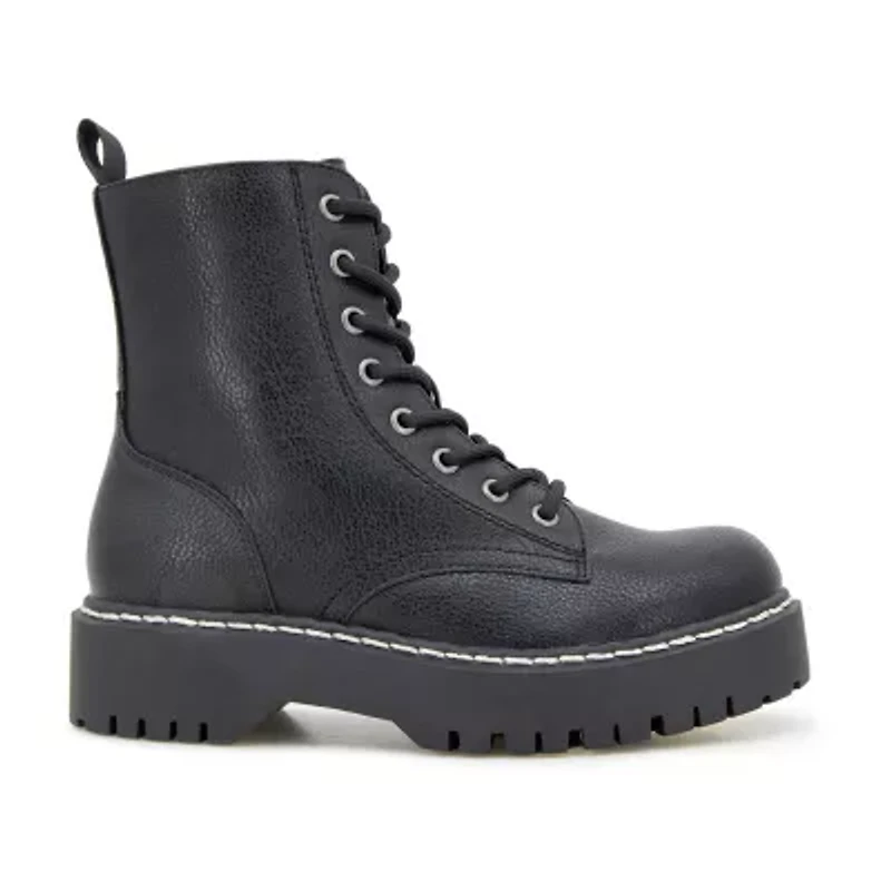 Unionbay Womens Hayden Flat Heel Combat Boots
