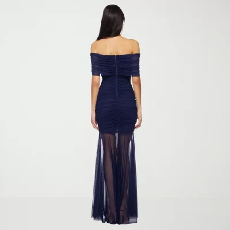 Premier Amour Womens Short Sleeve Evening Gown
