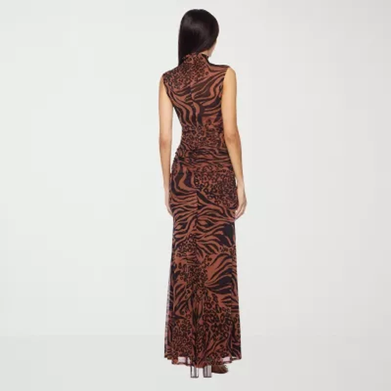 Premier Amour Womens Sleeveless Animal Maxi Dress