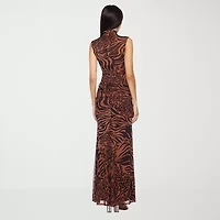 Premier Amour Womens Sleeveless Animal Maxi Dress