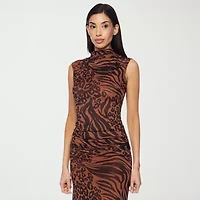 Premier Amour Womens Sleeveless Animal Maxi Dress