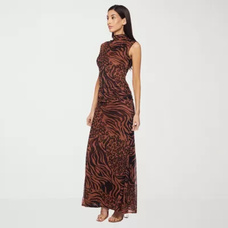 Premier Amour Womens Sleeveless Animal Maxi Dress
