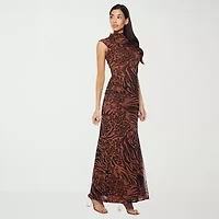 Premier Amour Womens Sleeveless Animal Maxi Dress